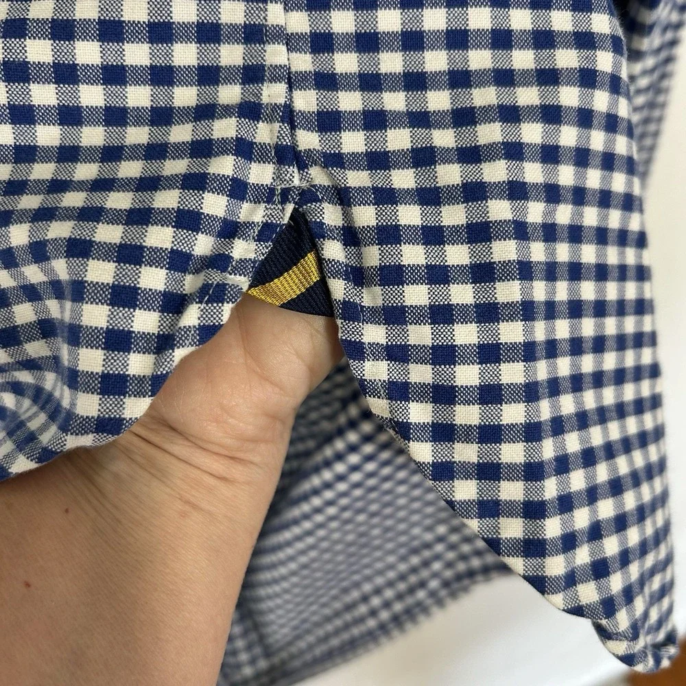 Polo Ralph Lauren Shirt Mens L Gingham Check Blue White Heavyweight Button Down